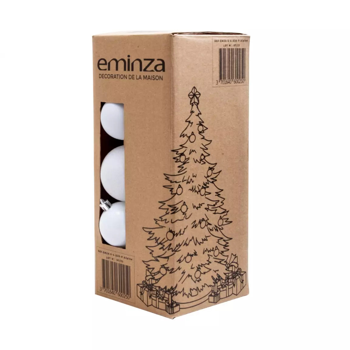 Lot de 30 boules de Noël assorties New Alpine Blanc