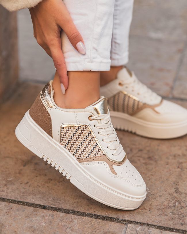 Basket femme taupe à lacets - Doriane