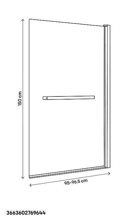 Pare-baignoire 1 volet verre gris fumé anticalcaire GoodHome Nubia H. 150 x l. 95 cm