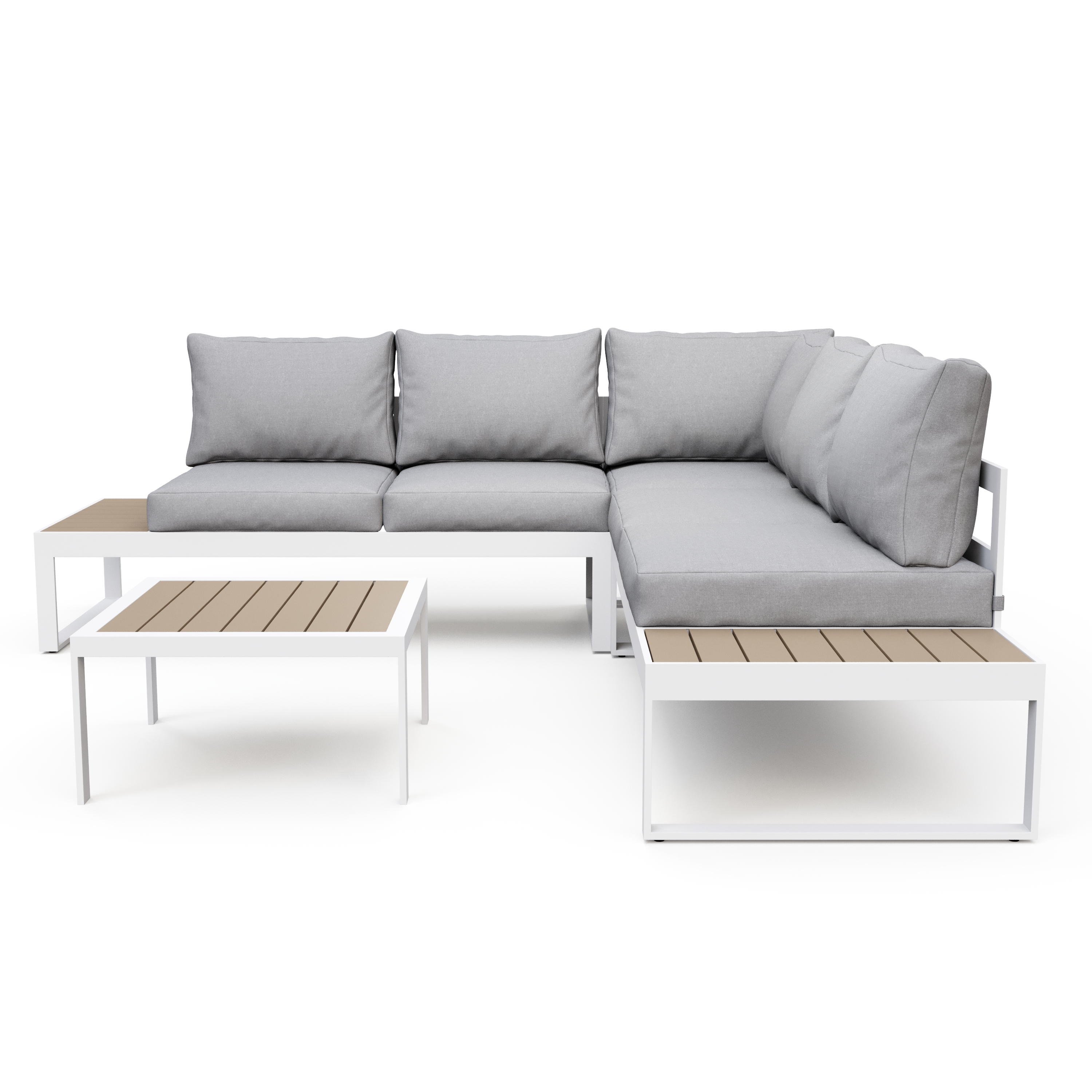 Lounge CAMILA hellgrau/weiss/braun