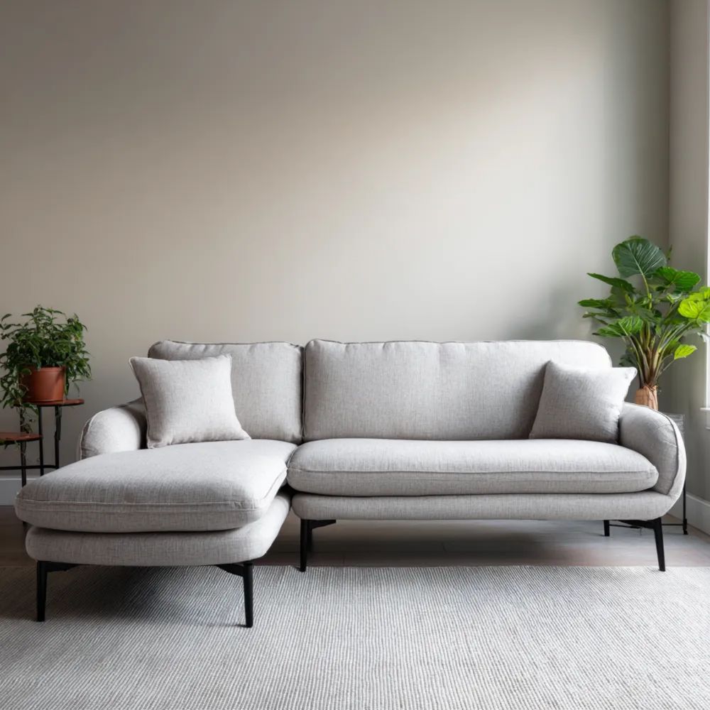 Ecksofa 220x90x85 cm mit Stoffpolsterung – Hellgrau – Modernes Design
