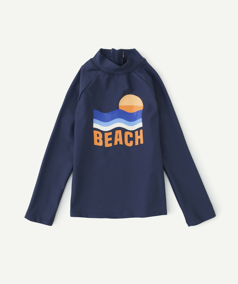 T-SHIRT MANCHES LONGUES ANTI-UV GARÇON EN FIBRES RECYCLÉES BLEU MARINE