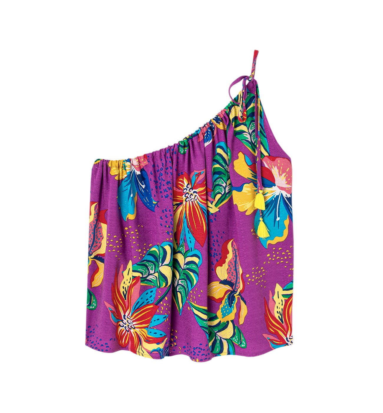 Top one shoulder imprimé - Imprimé cassis