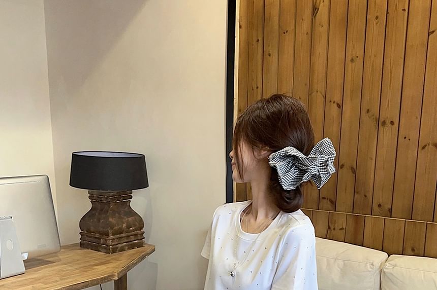 Closette - T-shirt met korte mouwen, ronde hals en ruches en strass-steentjes