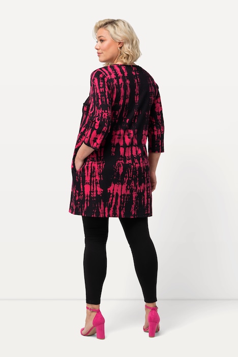 Longshirt, Batikdruck, A-Linie, V-Ausschnitt, 3/4-Arm