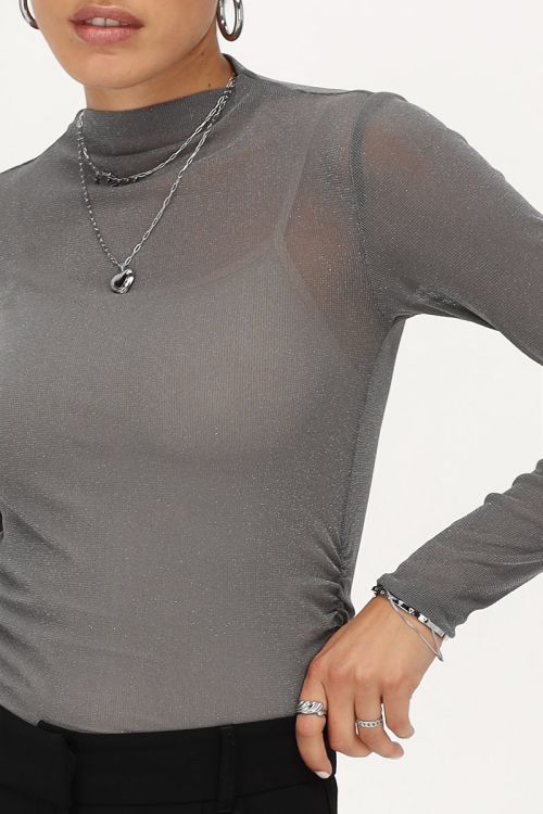 Grijze mesh body met lurex