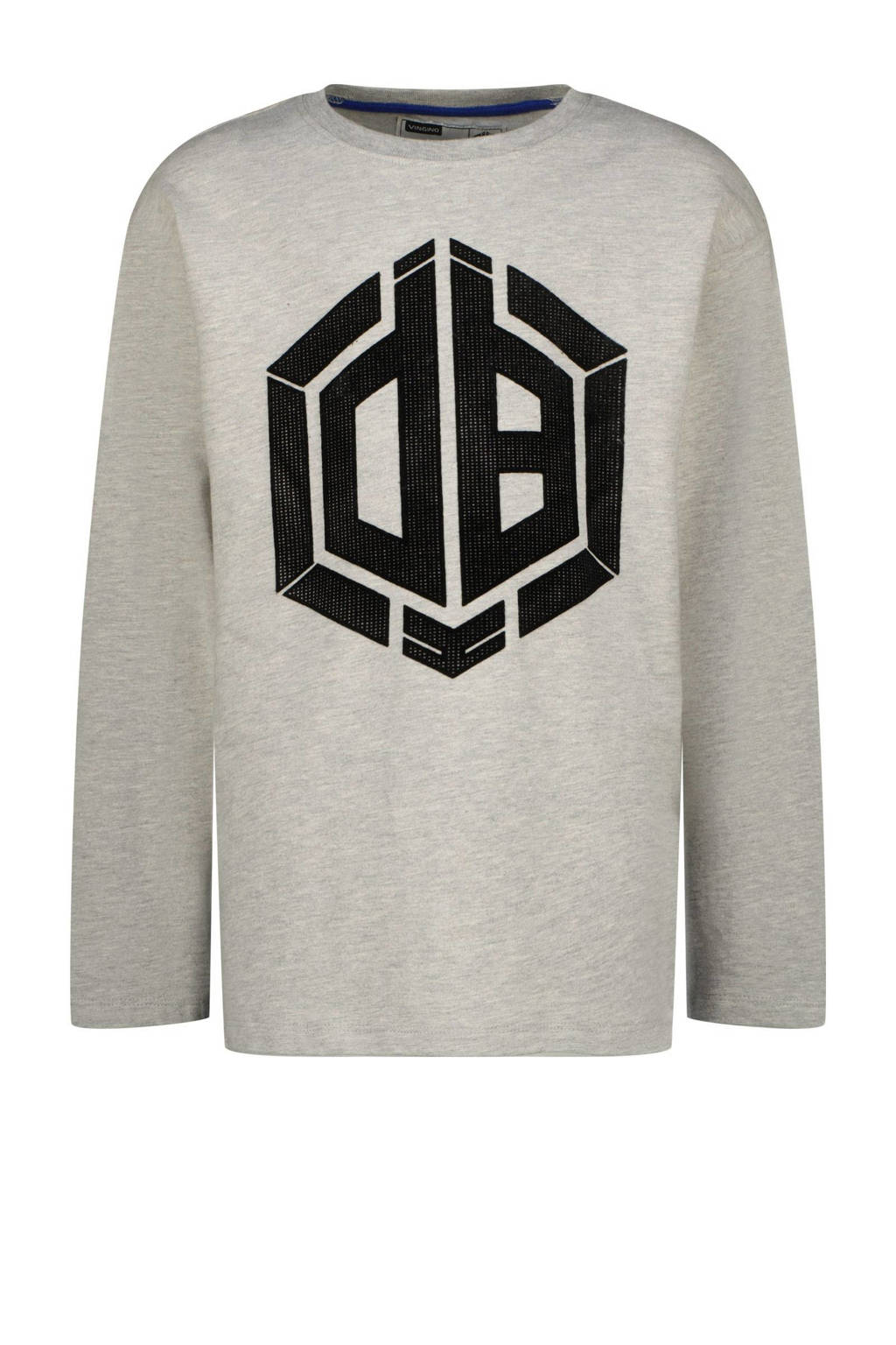 Vingino longsleeve Hanso met logo lichtgrijs melange