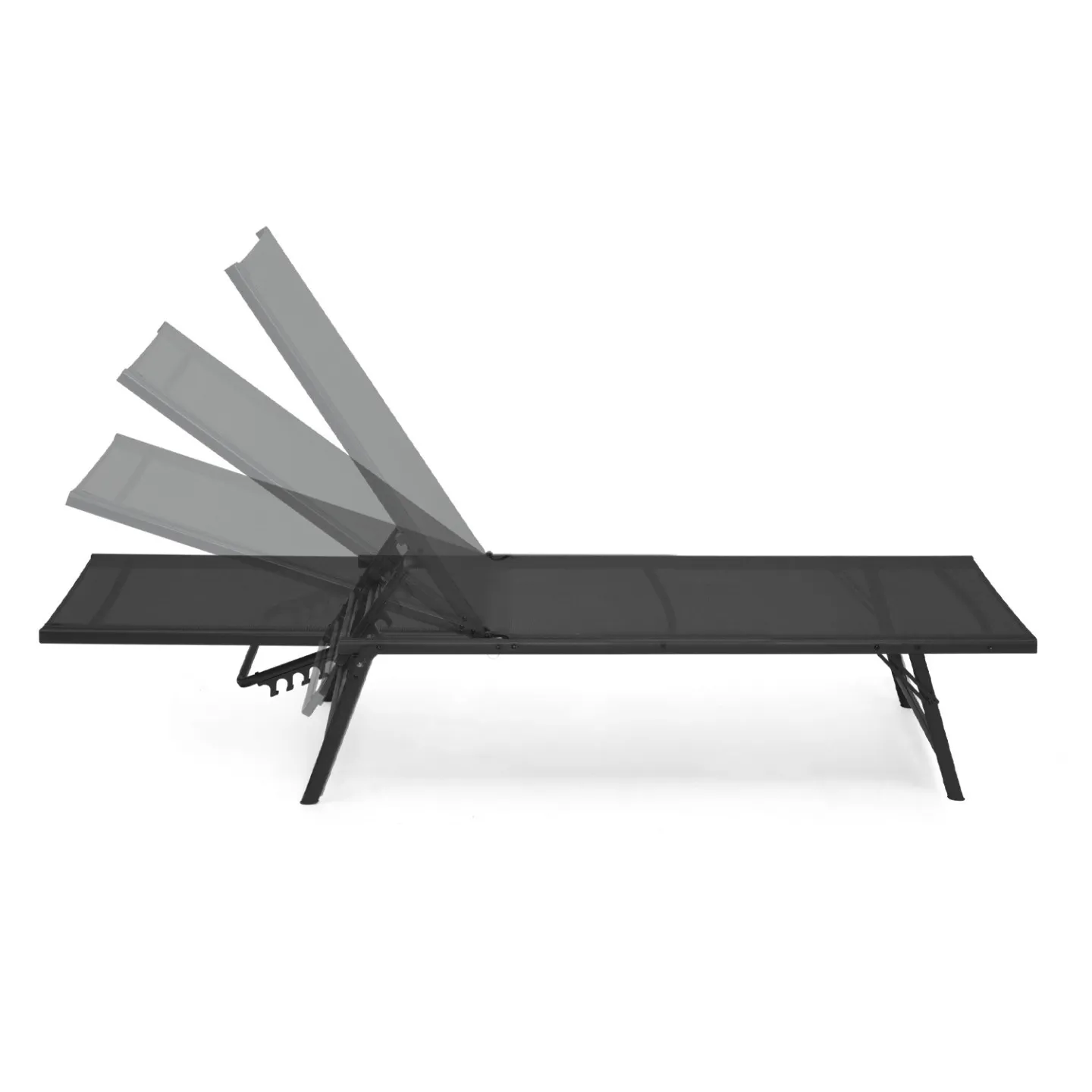Lot de 2 transats de jardin inclinables KAILUA en acier noir et toile noire