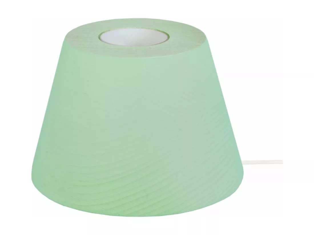Pied de lampe conique bois vert 7,5 cm.