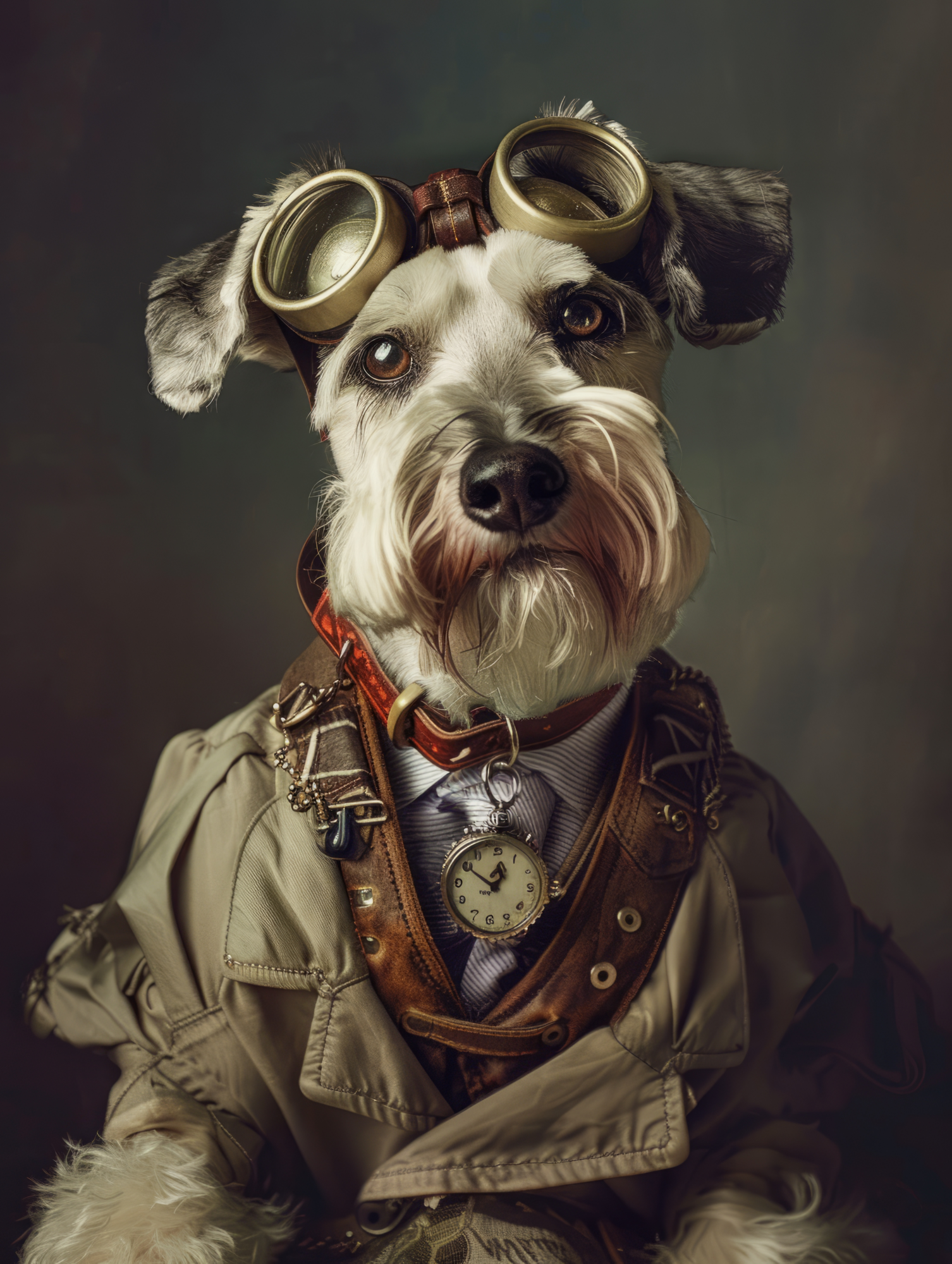 Canvas schilderij van een Dwergschnauzer 80x120 cm