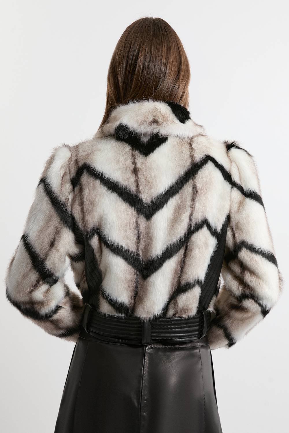 KarenMillen Veste Courte Ceinturée à Panneaux Rayés en synthétique et synthétiquecuir