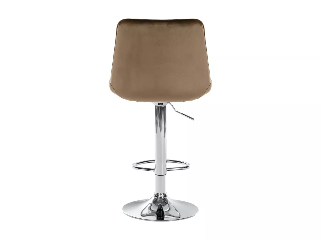 Tabouret de bar - Velours & Chrome - Marron - Toni