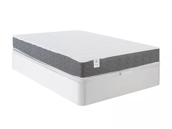 Ensemble 140 x 190 cm sommier coffre blanc + matelas mousse HD mémoire de forme et tissu 3D respirant ép.18cm - HEAVEN de YSMÉE
