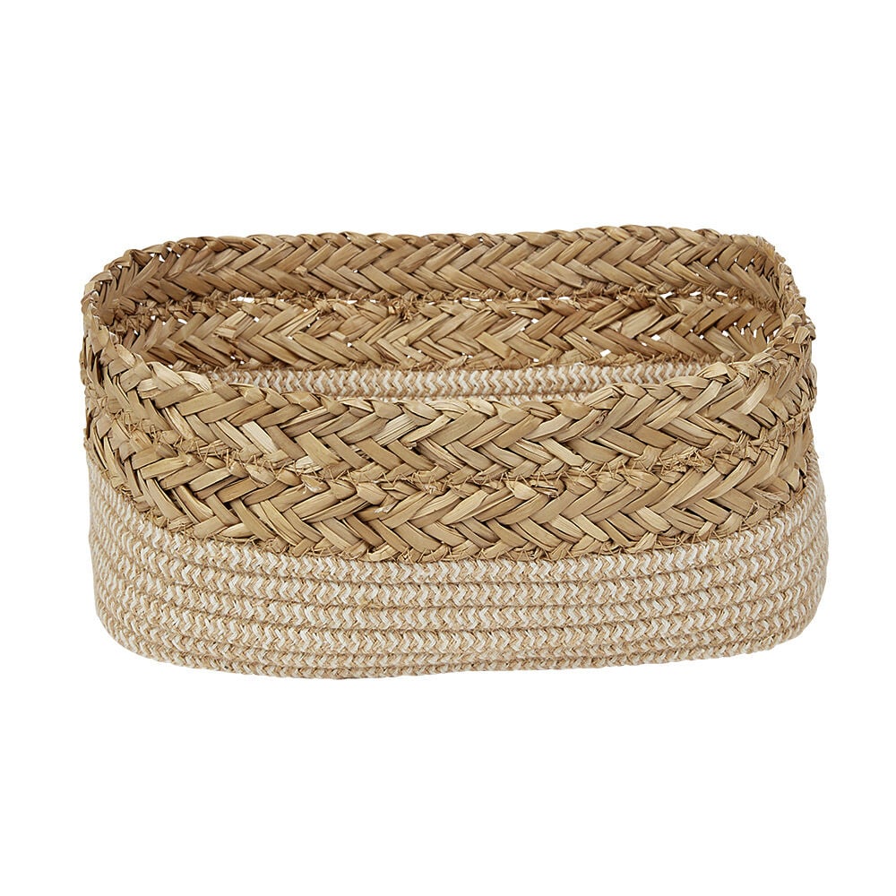 Panière ronde en Jacinthe d'eau et Coton tressé 30x19xH12 cm