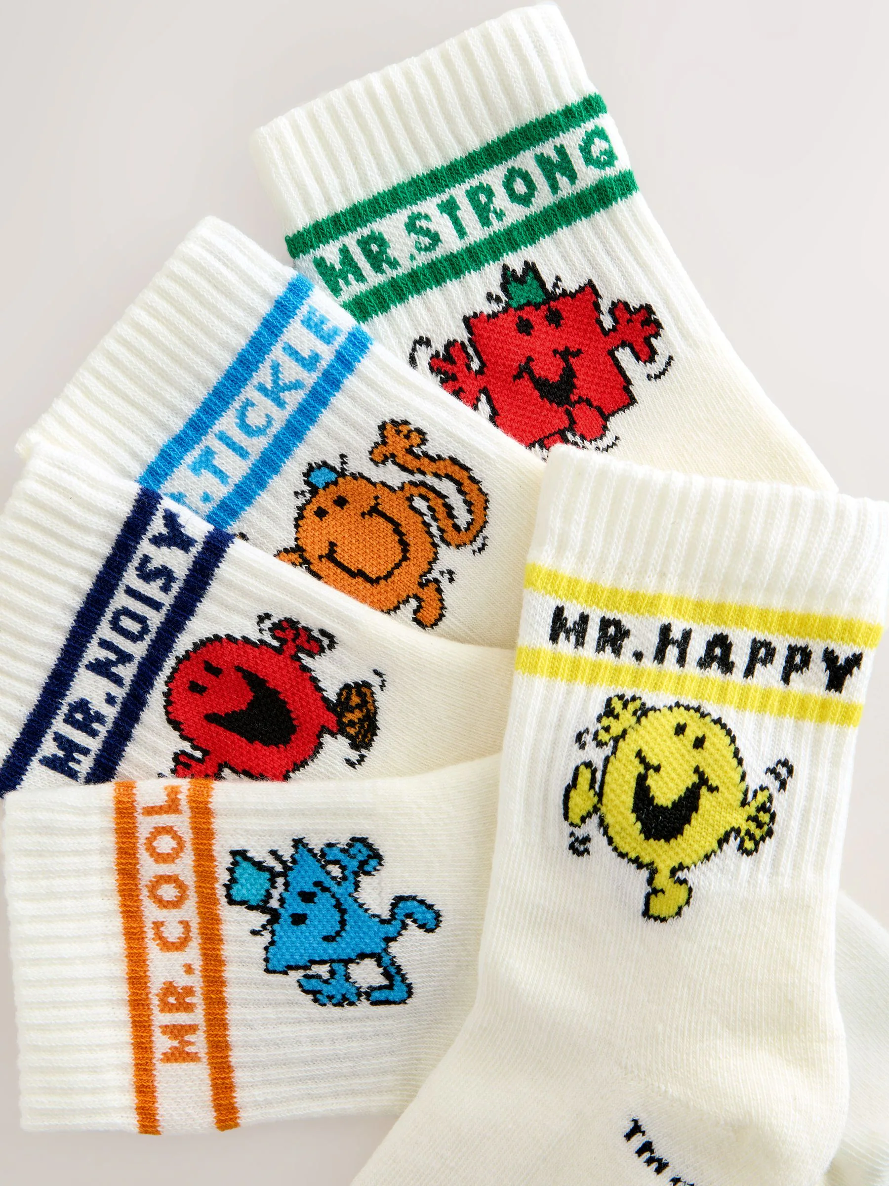 Wit - Mr Men Cotton Rich Socks 5 Pack