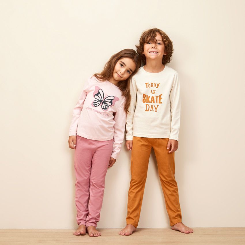 Pyjama long 2 pièces print fantaisie pour garçon - Marron