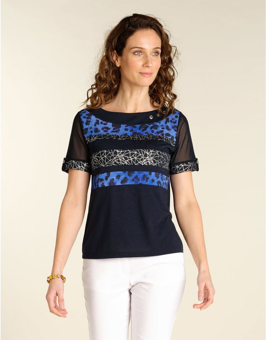 T-shirt marine col bateau