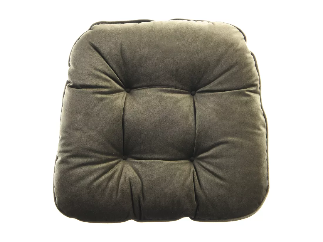 Lot de 2 galettes de chaise matelassées réversibles - 40 x 40 cm - Vert kaki et gris clair - DOLASO