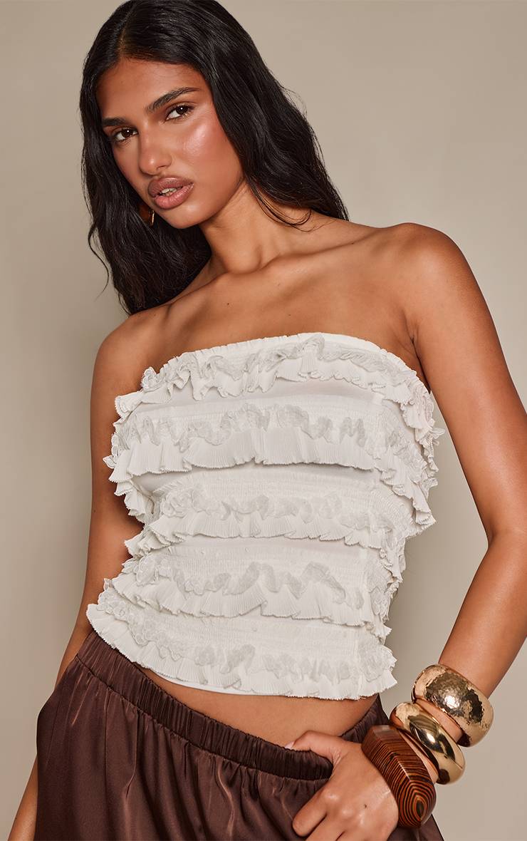 Blanc Haut Bandeau À Volants