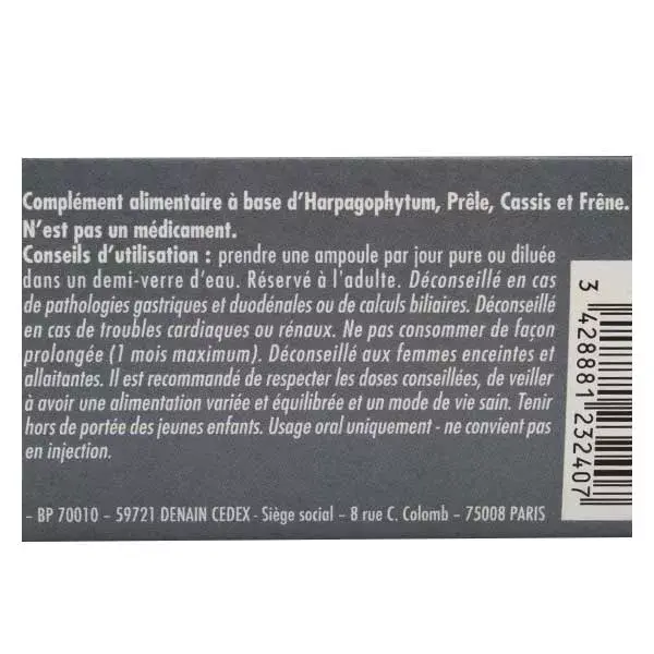 Superdiet Quatuor Articulations Bio Prêle Frêne Cassis Harpagophytum 20 ampoules