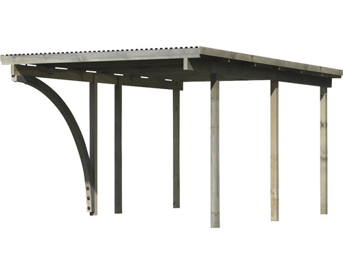 Enkele carport Karibu Eco 1B PVC panelen met 1 inrijboog zonder beslag 268x387 cm drukgeïmpregneerd