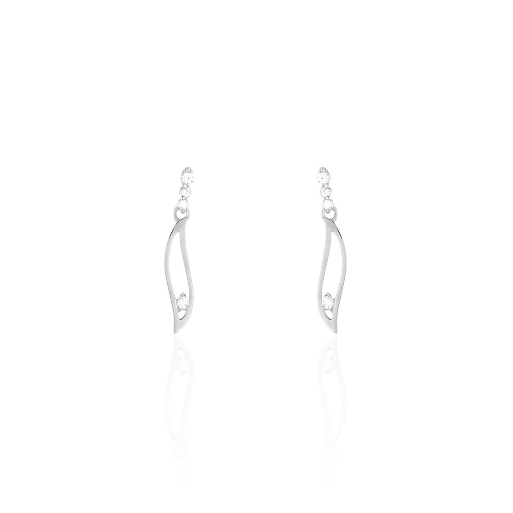 Boucles D'oreilles Pendantes Ysanna Or Blanc Oxyde De Zirconium