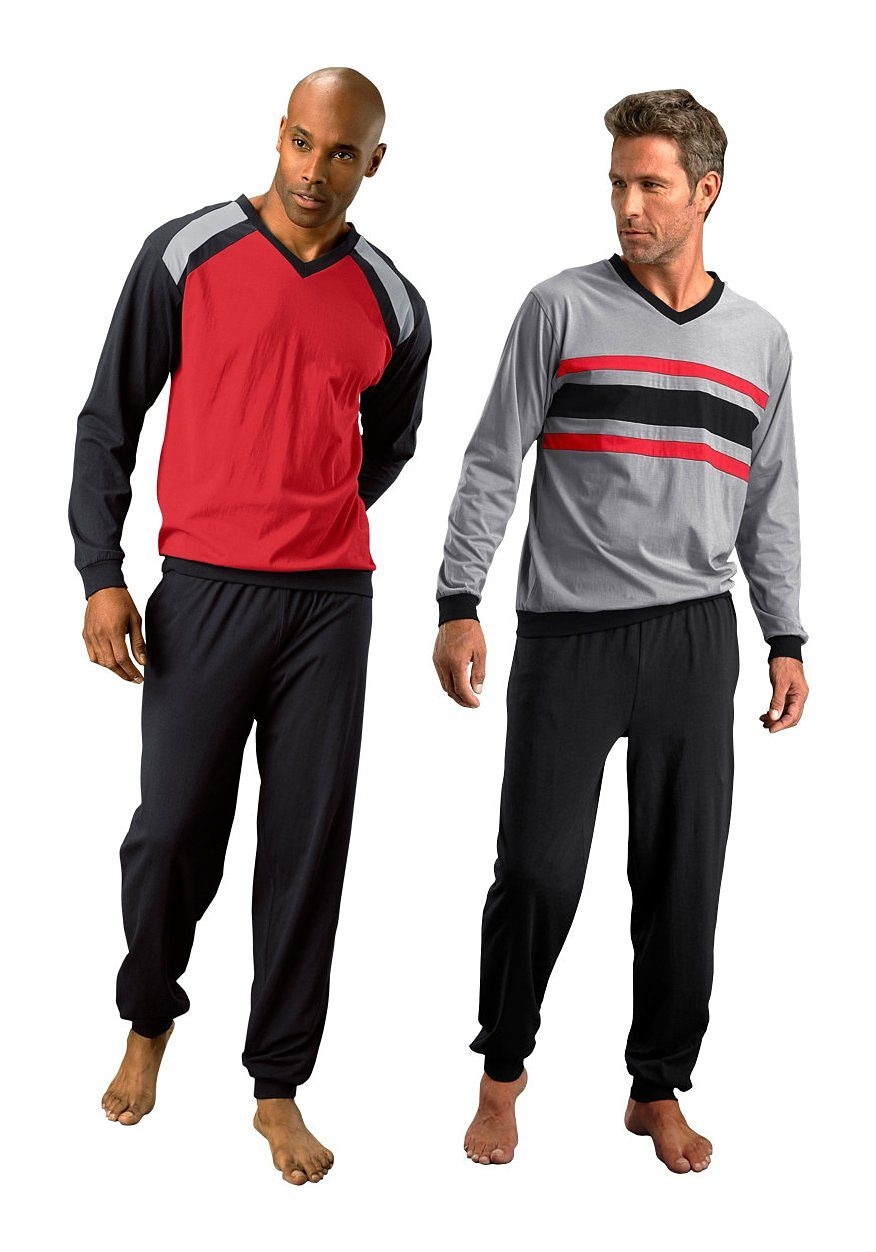 le jogger® Pyjama Packung, 2 Stück, 4 Stk. tlg., Schlafanzug in langer Form