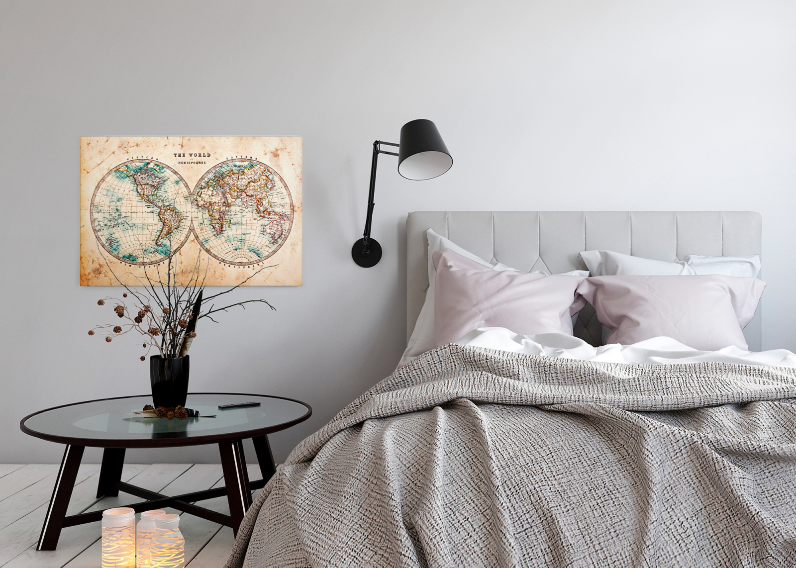 Leinwandbild WELTANSICHT - beige - 90x60 cm