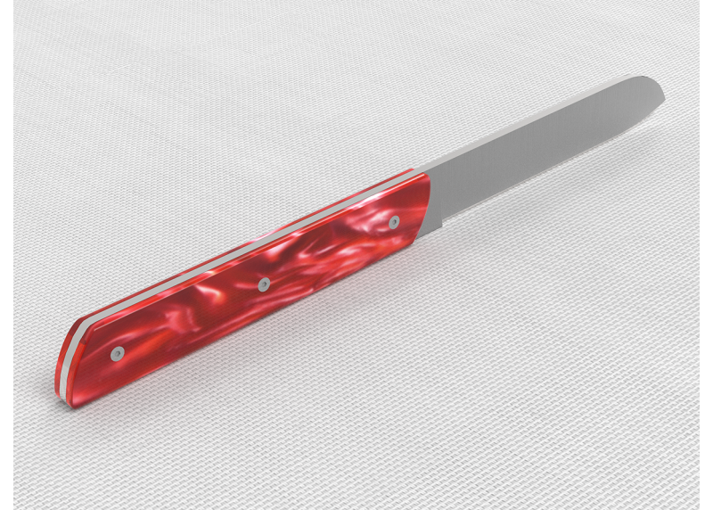 Service de 6 couteaux de table avec un manche en Madreperlato Rouge et lame en acier inoxidable