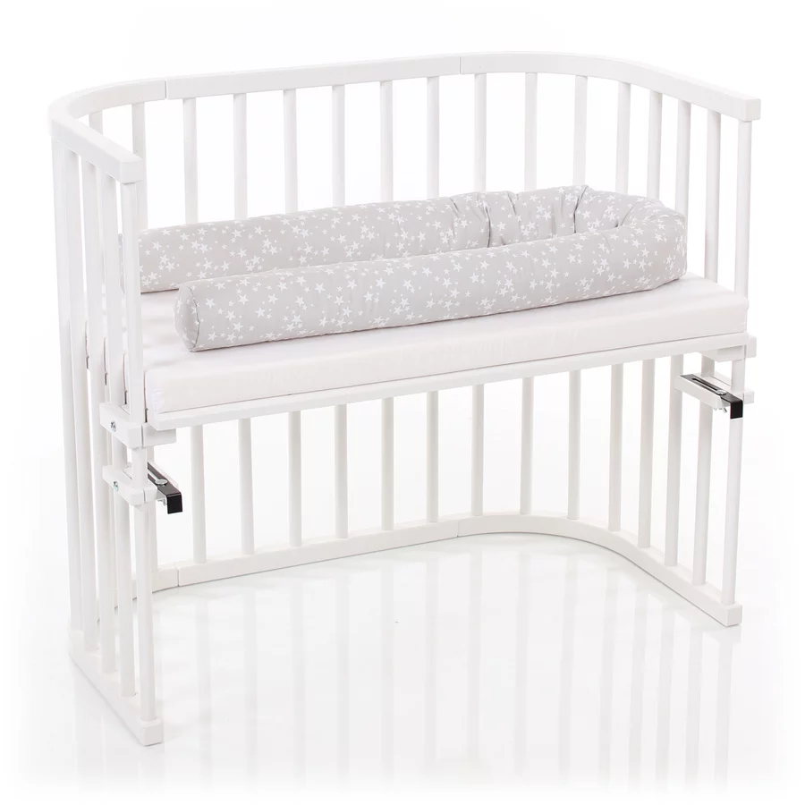 babybay Nestchenschlange Piqué perlgrau Sterne weiß