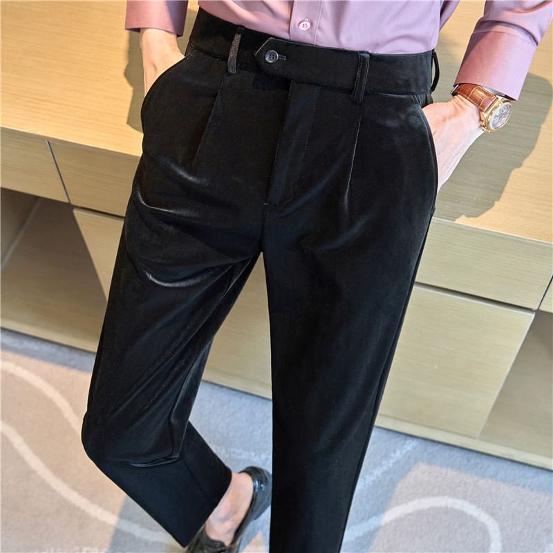 Blueforce - Fluwelen broek met rechte pijpen en middelhoge taille