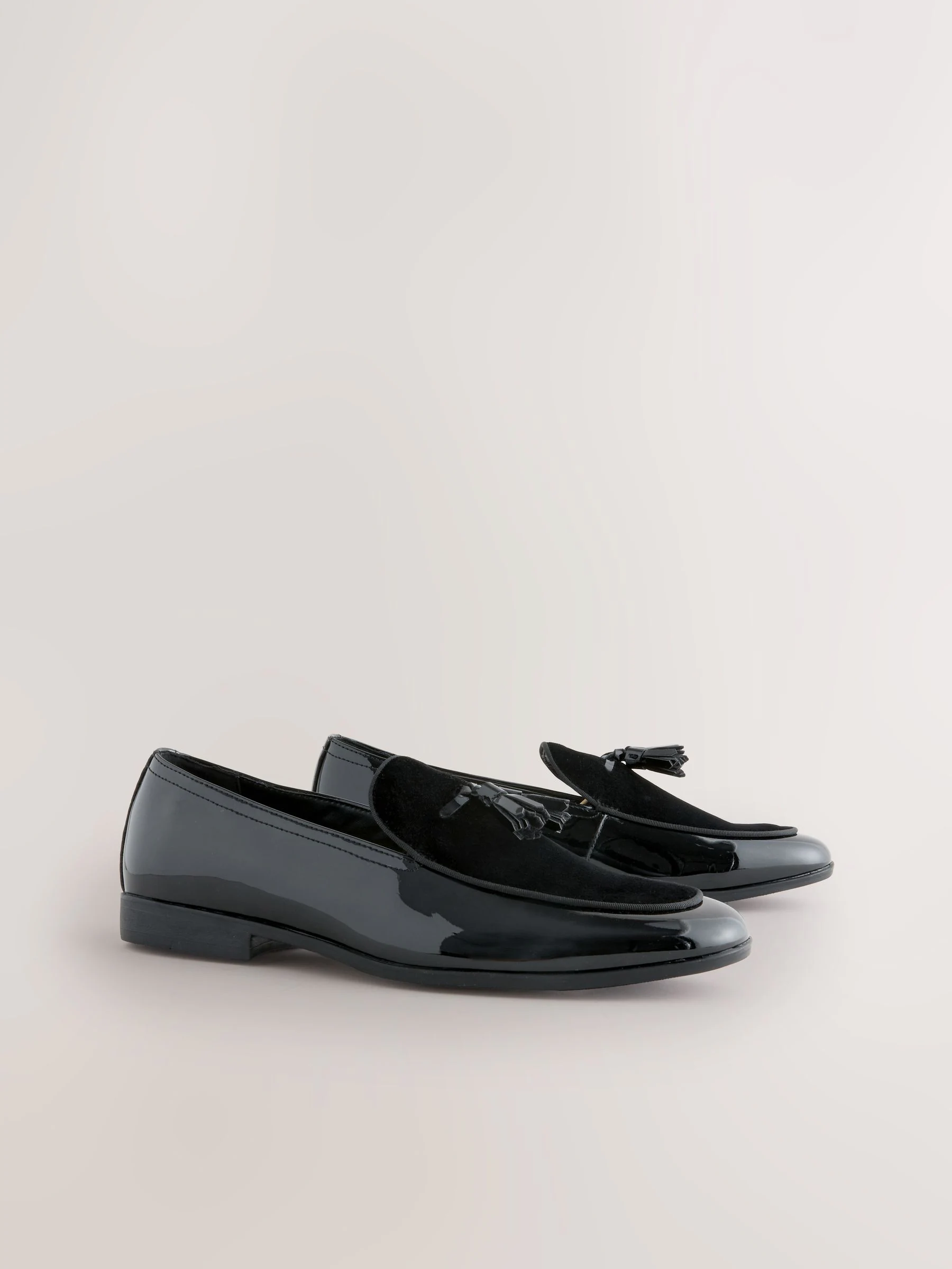 Zwart - Patent Velvet Tassel Loafers