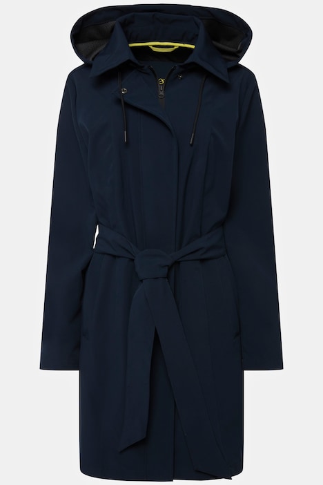 Trenchcoat, Kapuze, Bindegürtel, Langarm