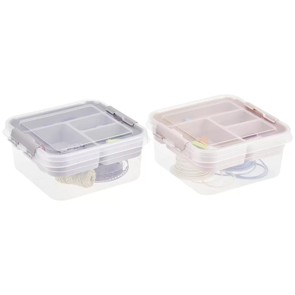 Aufbewahrungsbox Homezone grau,rosa,transparent