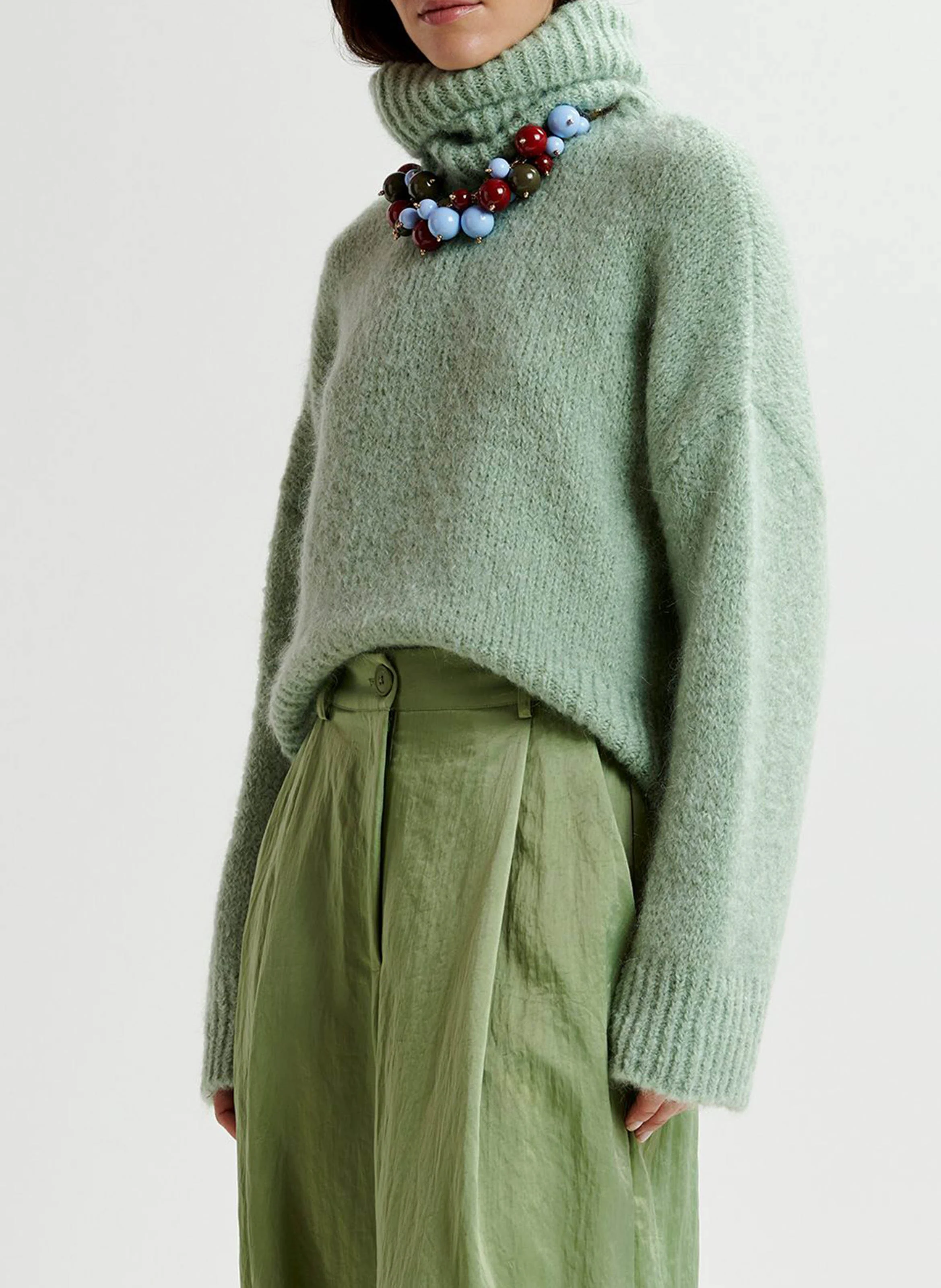 GRIFFIN - Pull col roulé en mohair mélangé | Vert
