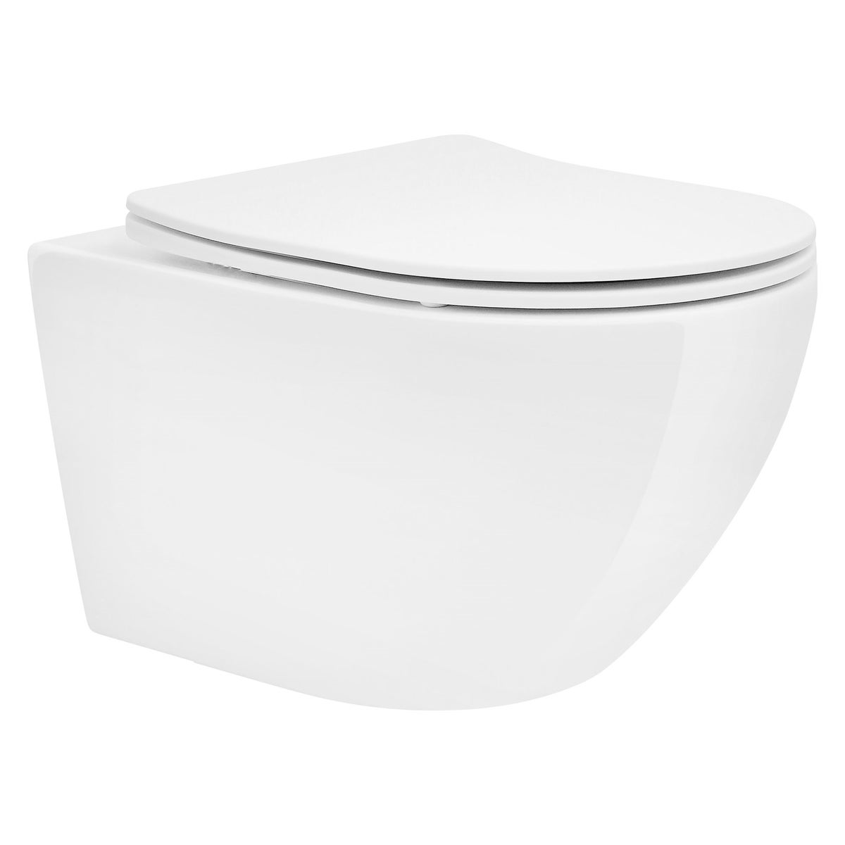 ECD Germany Randloos wandcloset, lang 52 cm, glanzend wit met nanocoating, wandcloset met afneembare Duroplast-zitting, softclose-mechanisme, diepspoeltoilet met lotuseffect