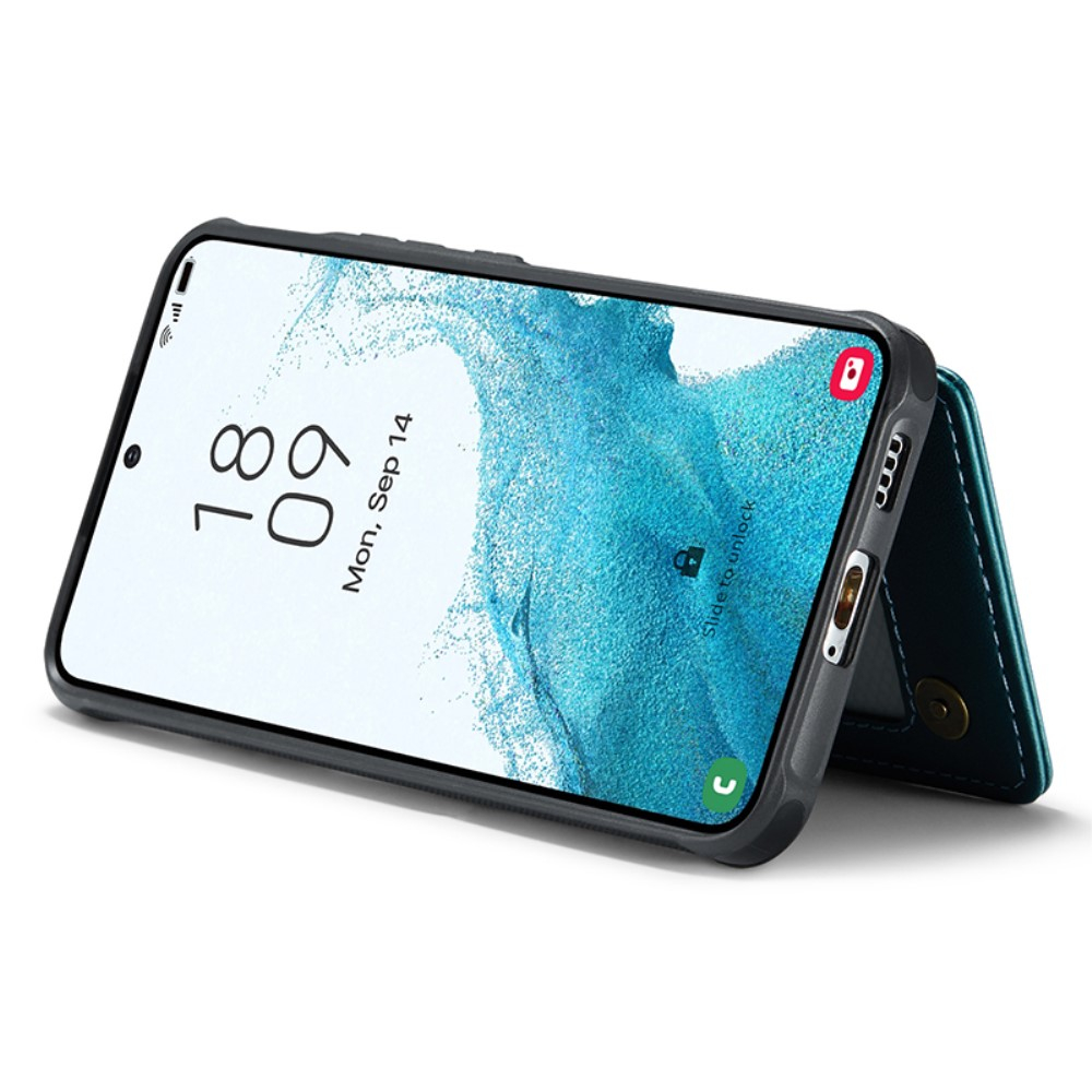 Samsung Galaxy S22 5G Leder Hülle mit Kartenfächern im Litchi Look   Kickstand (RFID Schutz) - Grün