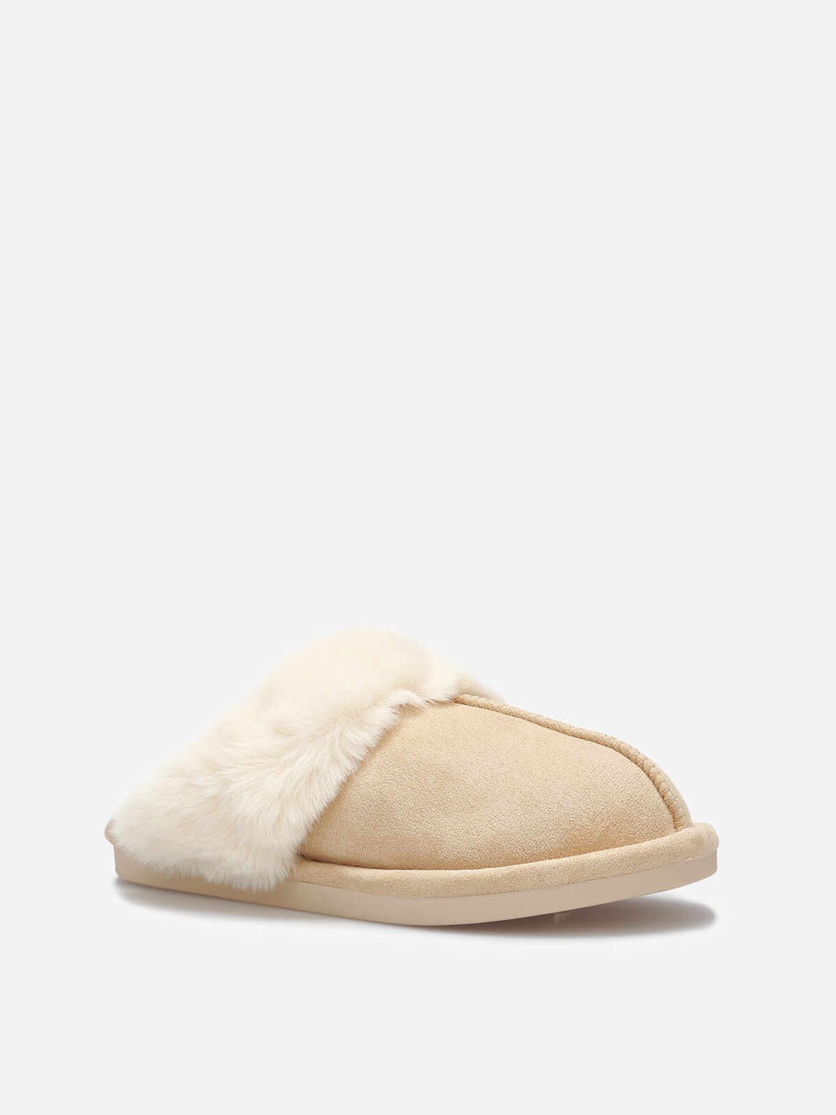 Chaussons en suédine fourrés- Beige