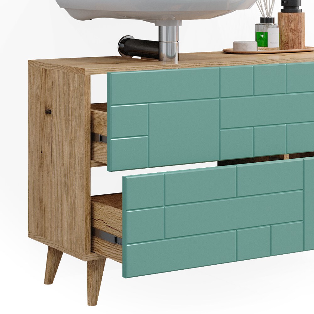 Vicco Waschtischunterschrank Rudi 90 x 59 cm, Eiche Evoke Mintgrün, Badschrank