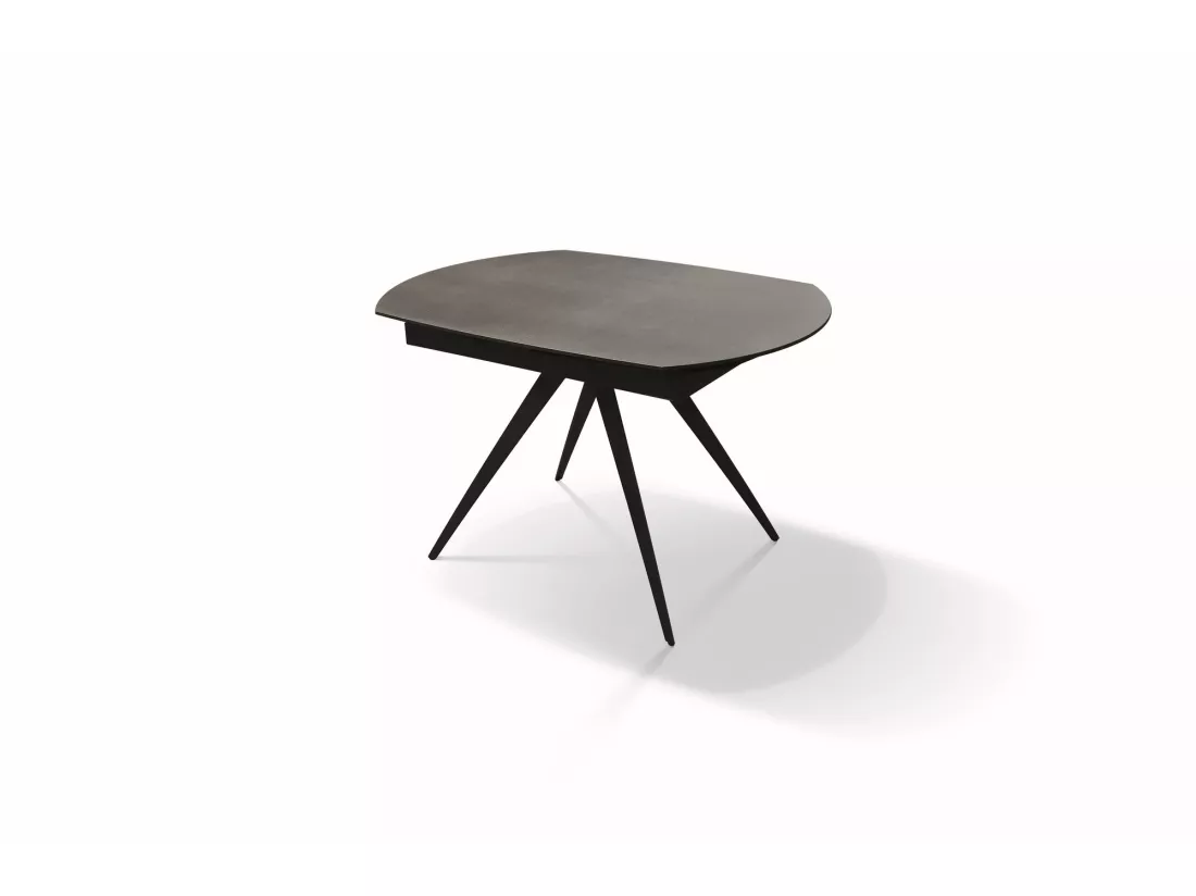 Table en verre céramique gris, métal anthracite, extensible 120x90 - LAVEZZI