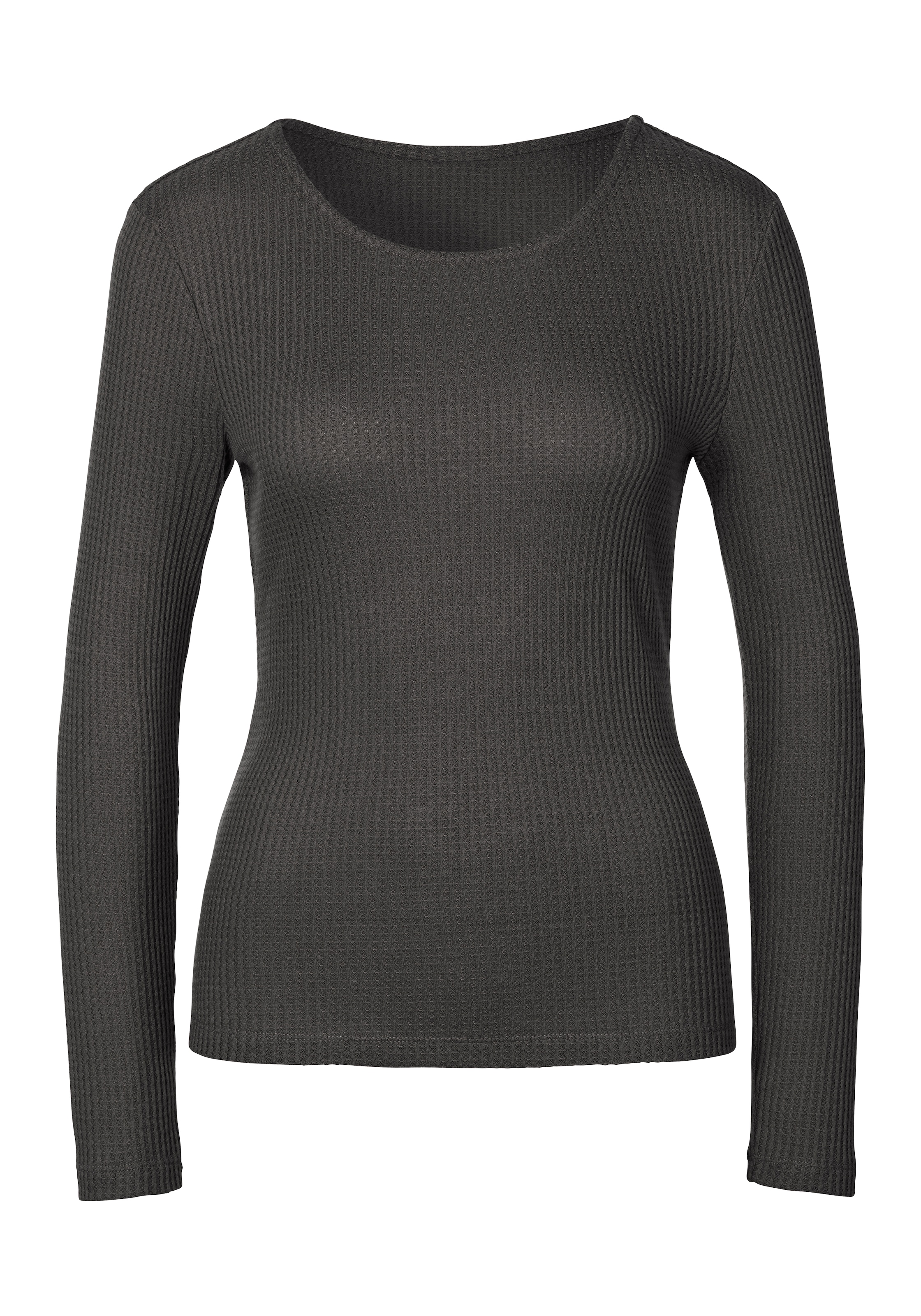LASCANA Langarmshirt »in modischer Piqué-Optik«, aus weicher Qualität mit Viskose