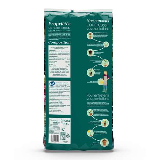 Terreau 'Terre de Vie®' pour plantes en bacs et jardinières- 15 litres
