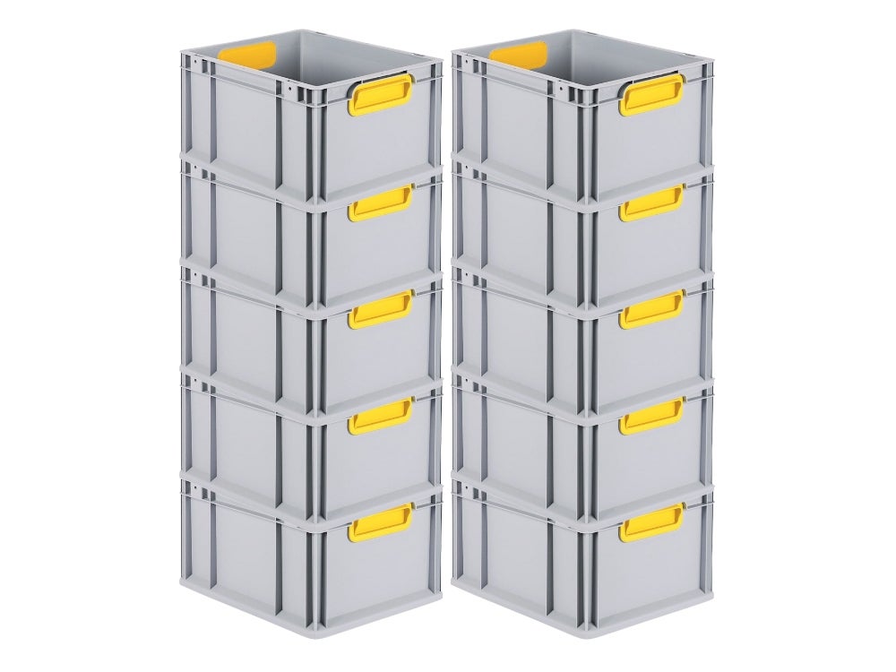PROREGAL Eurobox Nextgen Kleur HxBxD 22 x 30 x 40 cm 20 liter Handgrepen Geel Gesloten Gladde Bodem Euro Container Transportbox