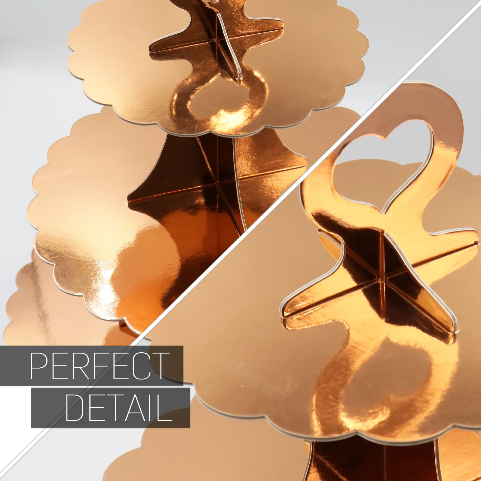 3 Etagen Karton Cupcake Etagere Muffin Ständer Geburtstags Servierständer - Roségold