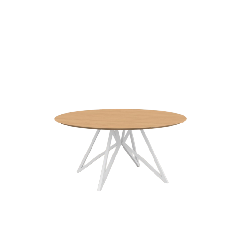 Studio HENK tafel Butterfly Rond QuadpodXL - wit frame, hardwax light 3041 ⌀170 | HWO NL 3041 | Verjongde Rand | Frame Wit