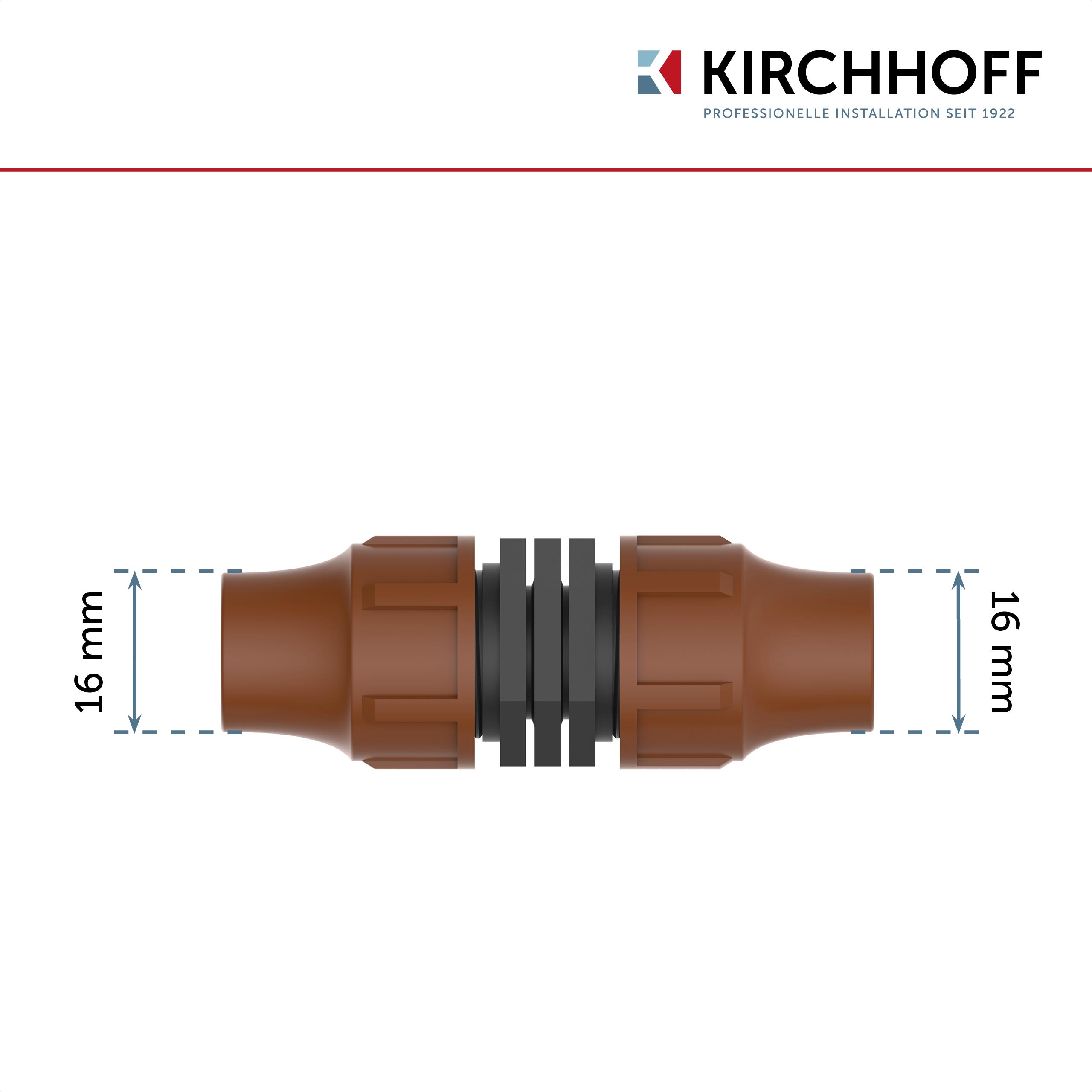 KIRCHHOFF Verbindungsstück für Tröpfchenbewässerung, Schraubverbindung f. Drip-Bewässerung, Gartenbewässerung Made in EU