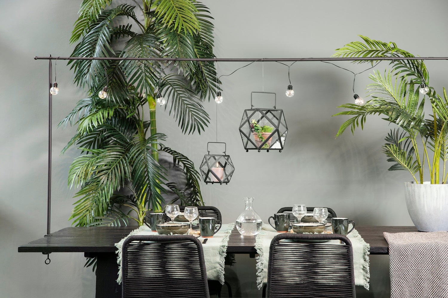 Mica Decorations tafelklem met 10 lampen 250 x 1,5 x 110 cm