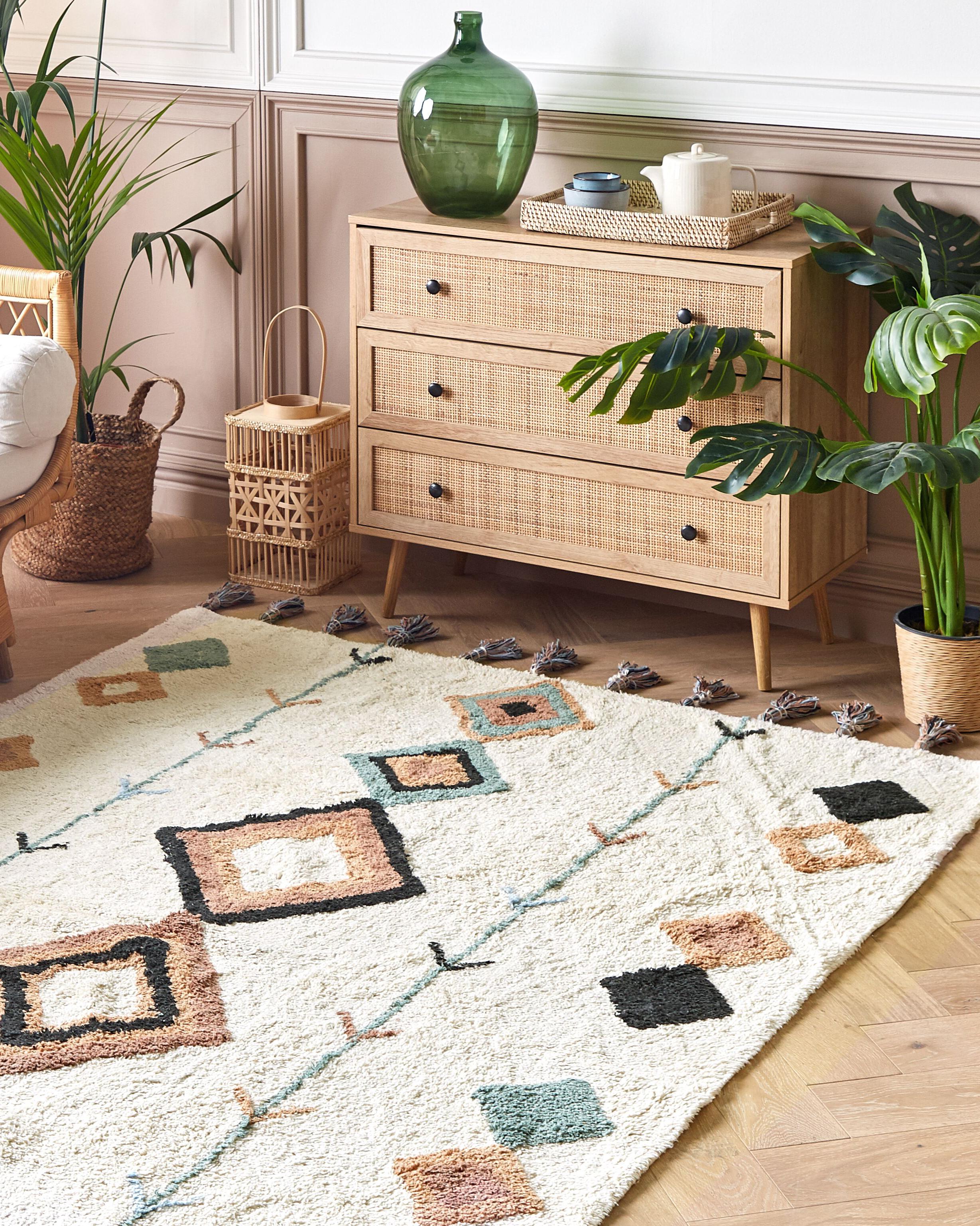 Vloerkleed ESKISEHIR Beige 140 x 200 cm Katoen