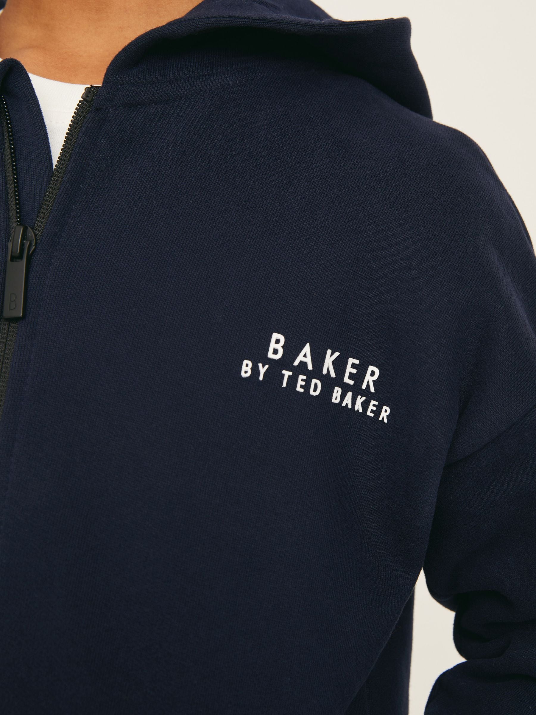 Marineblauw - Baker by Ted Baker set van 100% katoenen hoodie met doorlopende ritssluiting en joggingbroek