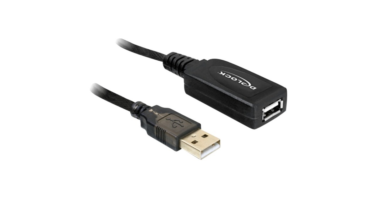 DeLOCKActieve USB 2.0 verlengkabel  (Zwart, 20 meter)